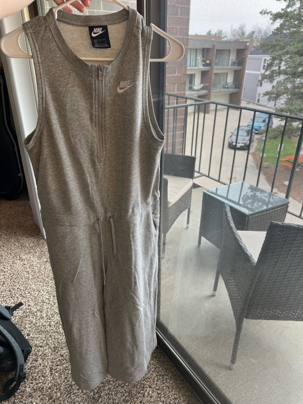 Nike Gray Sleeveless Zip Jumpsuit Size Small